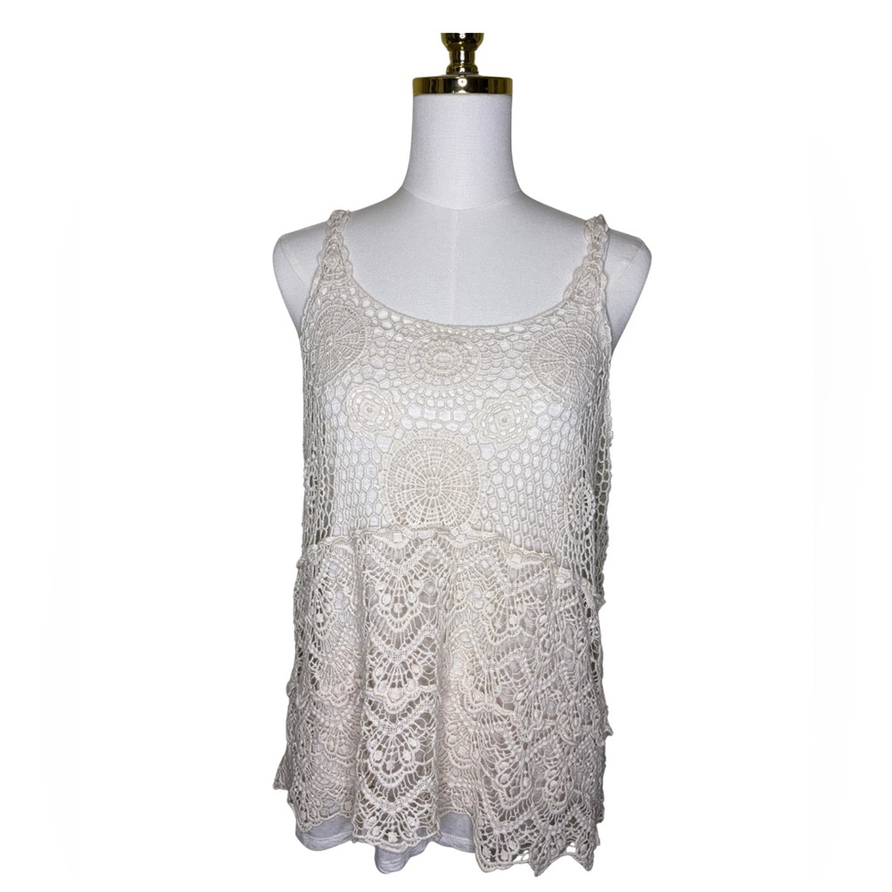 Layered Boho Cream Crochet Top